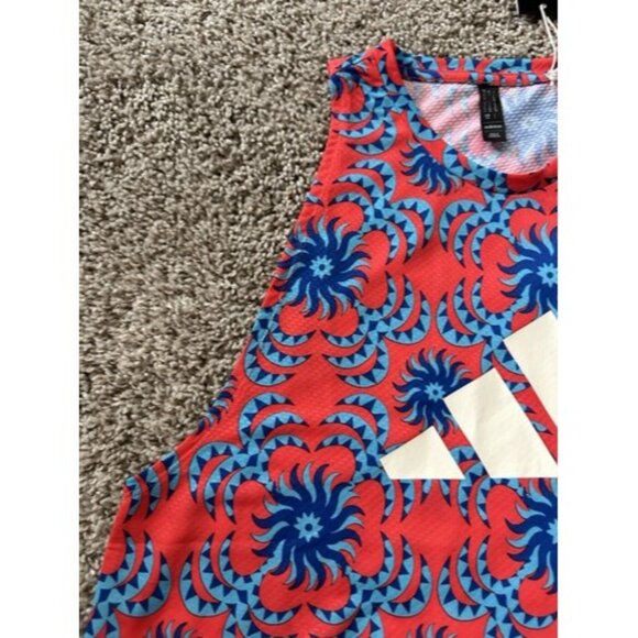 Adidas X Farm Rio Red Blue Sleeveless Tank Pull Over Active Logo Size Medium - Picture 6 of 16